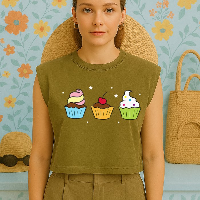 Cupcakes Baking Sweet Cupcakes Sweet Cupcake Baking Garment-Dyed Women's Muscle Tee