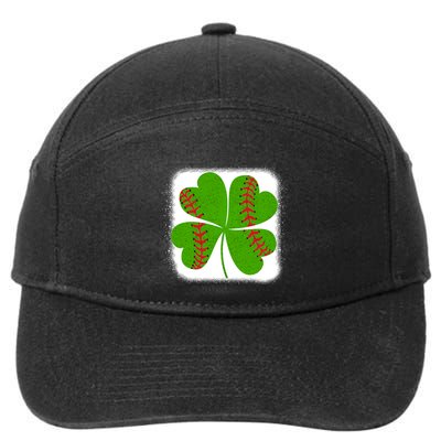 Cool Baseball St Patricks Day Catcher Shamrock Bleached Gift 7-Panel Snapback Hat