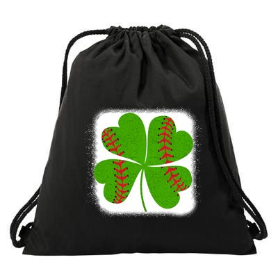 Cool Baseball St Patricks Day Catcher Shamrock Bleached Gift Drawstring Bag