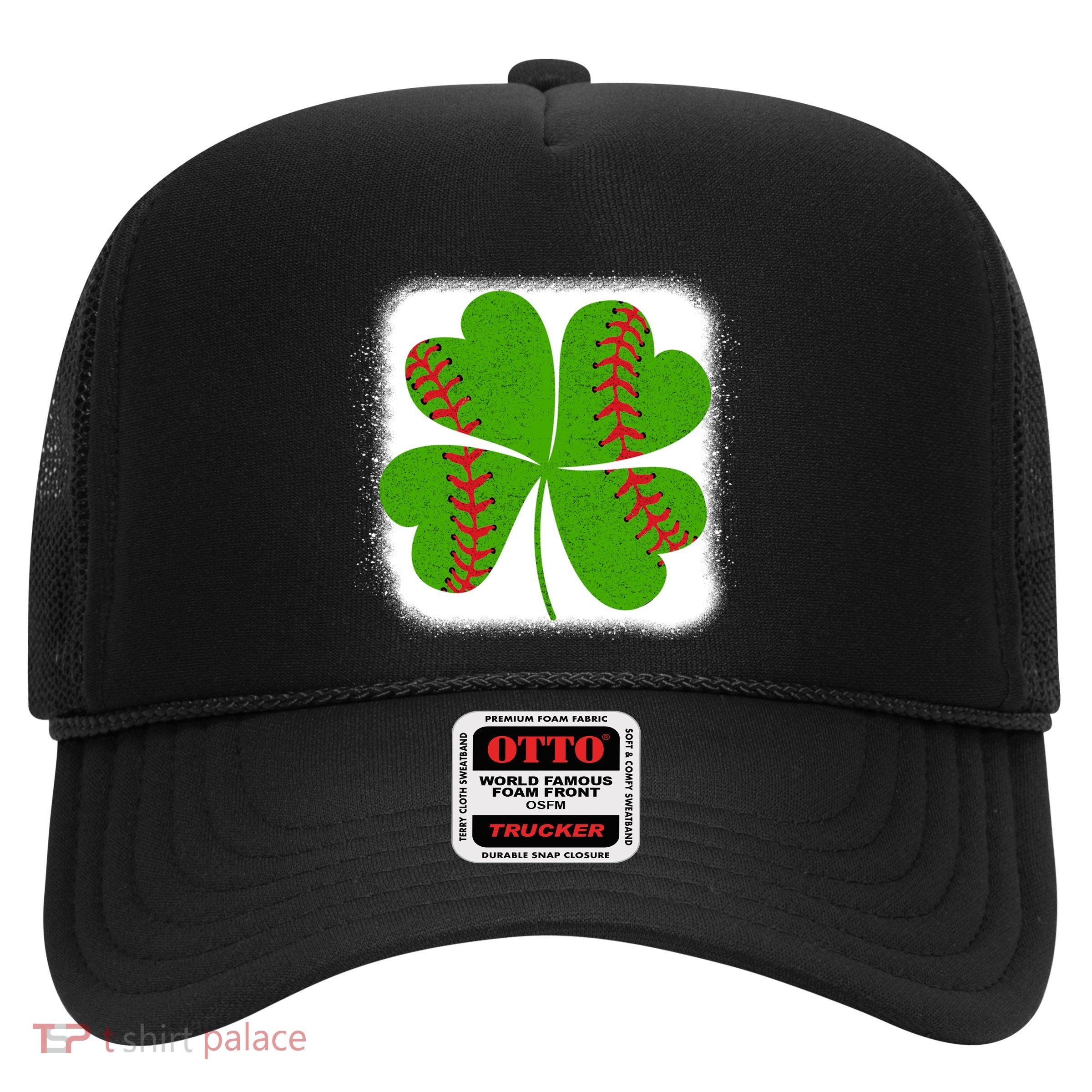 Cool Baseball St Patricks Day Catcher Shamrock Bleached Gift Trucker Hat