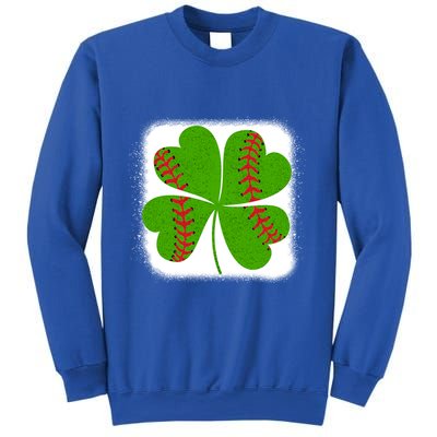 Cool Baseball St Patricks Day Catcher Shamrock Bleached Gift Sweatshirt