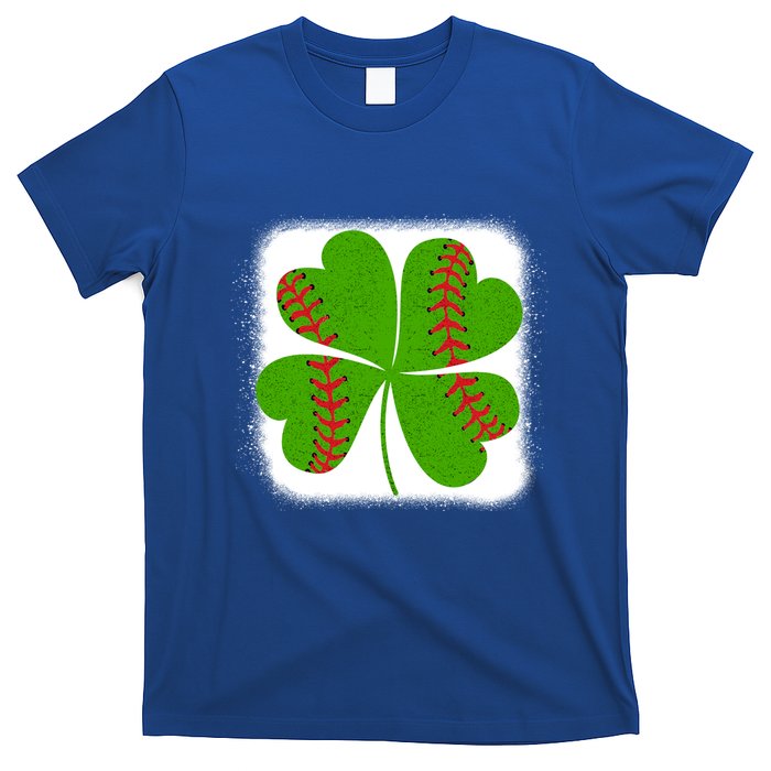 Cool Baseball St Patricks Day Catcher Shamrock Bleached Gift T-Shirt
