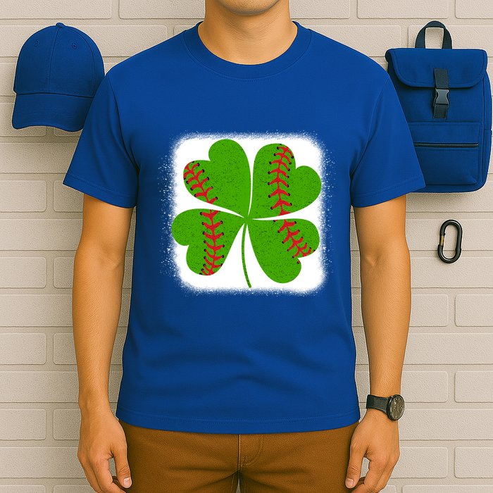 Cool Baseball St Patricks Day Catcher Shamrock Bleached Gift T-Shirt