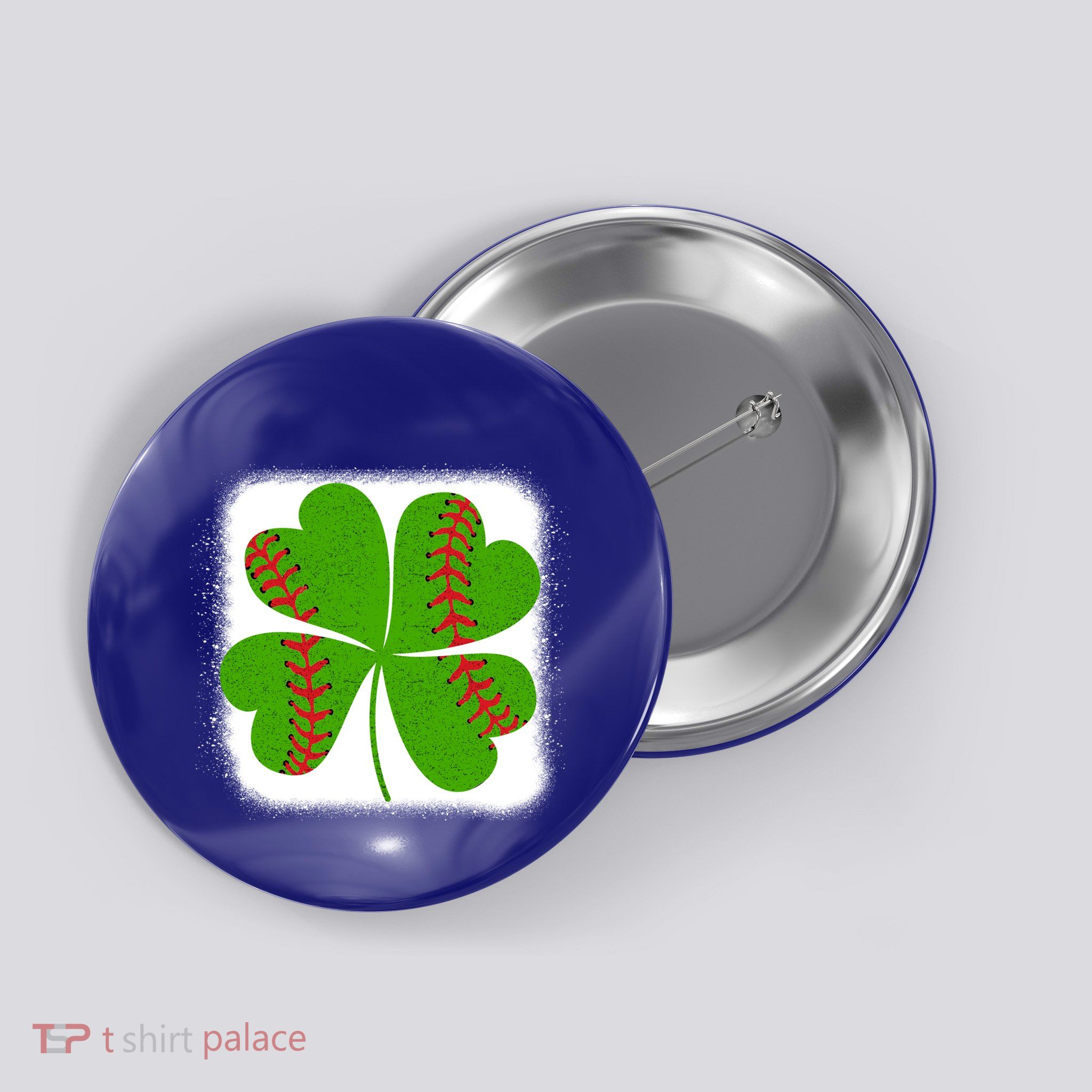 Cool Baseball St Patricks Day Catcher Shamrock Bleached Gift Button
