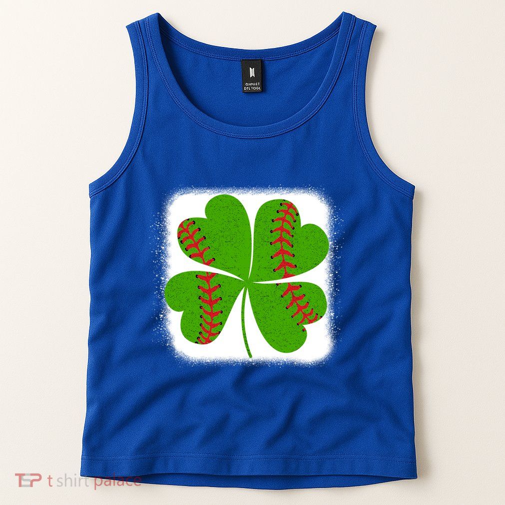 Cool Baseball St Patricks Day Catcher Shamrock Bleached Gift Tank Top