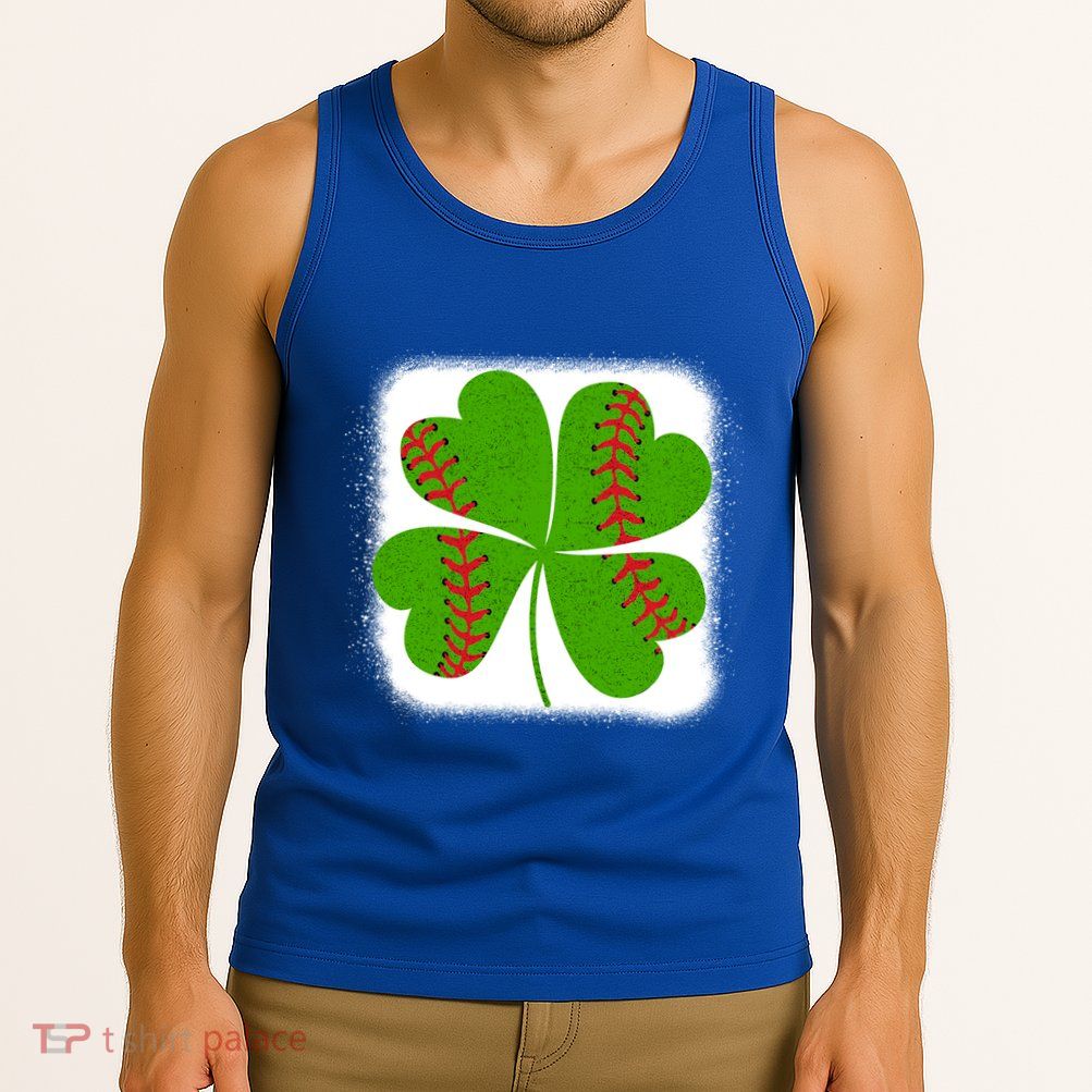 Cool Baseball St Patricks Day Catcher Shamrock Bleached Gift Tank Top