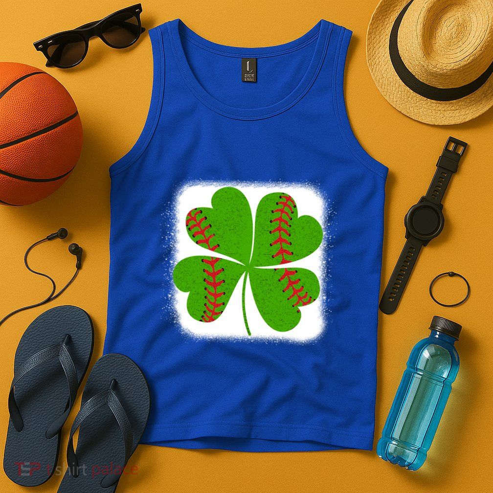 Cool Baseball St Patricks Day Catcher Shamrock Bleached Gift Tank Top
