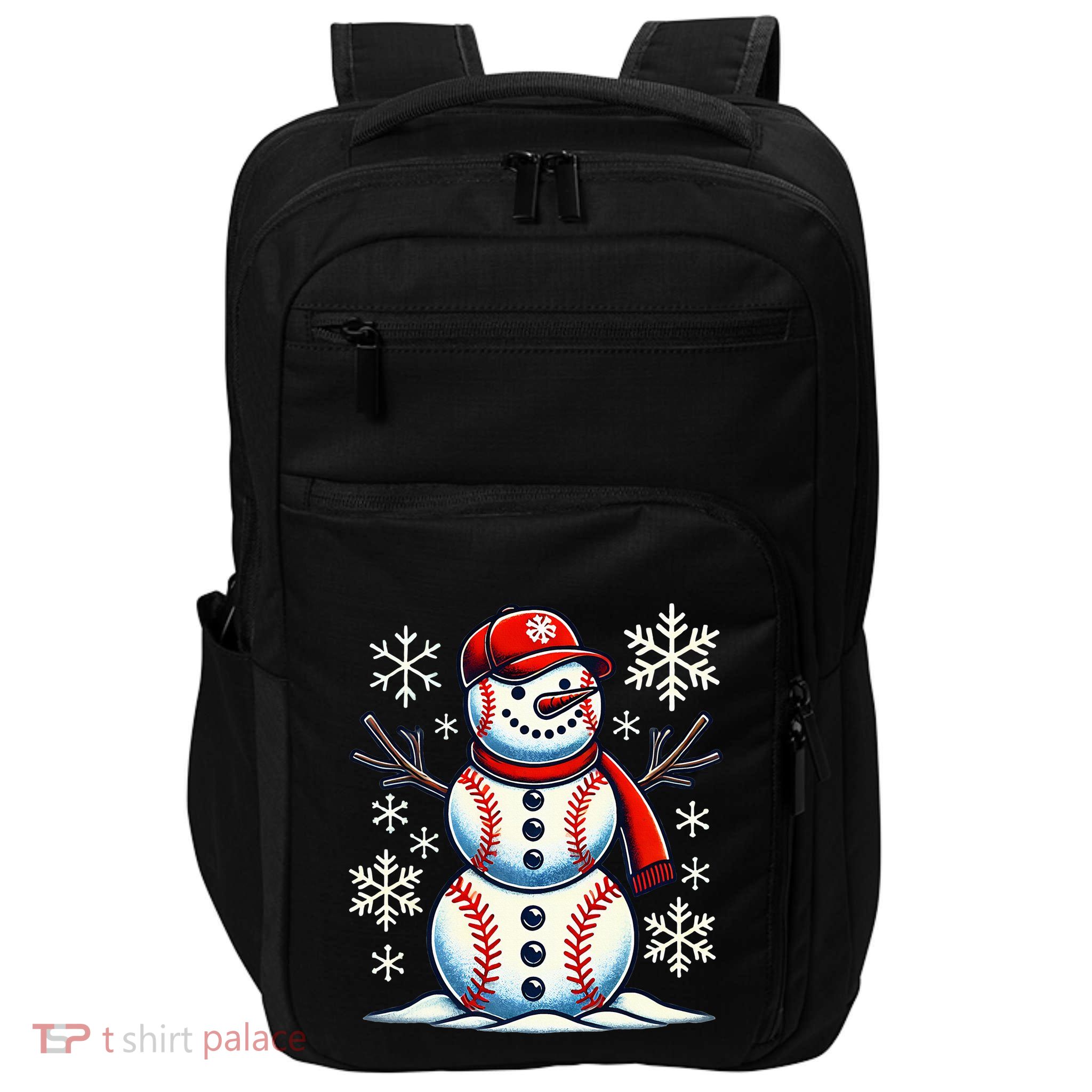 Christmas Baseball Snowman Baseball Christmas Impact Tech Backpack