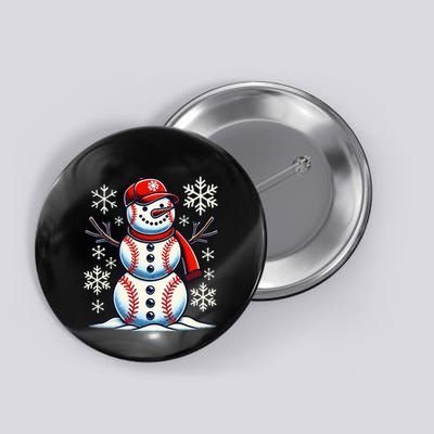 Christmas Baseball Snowman Baseball Christmas Button