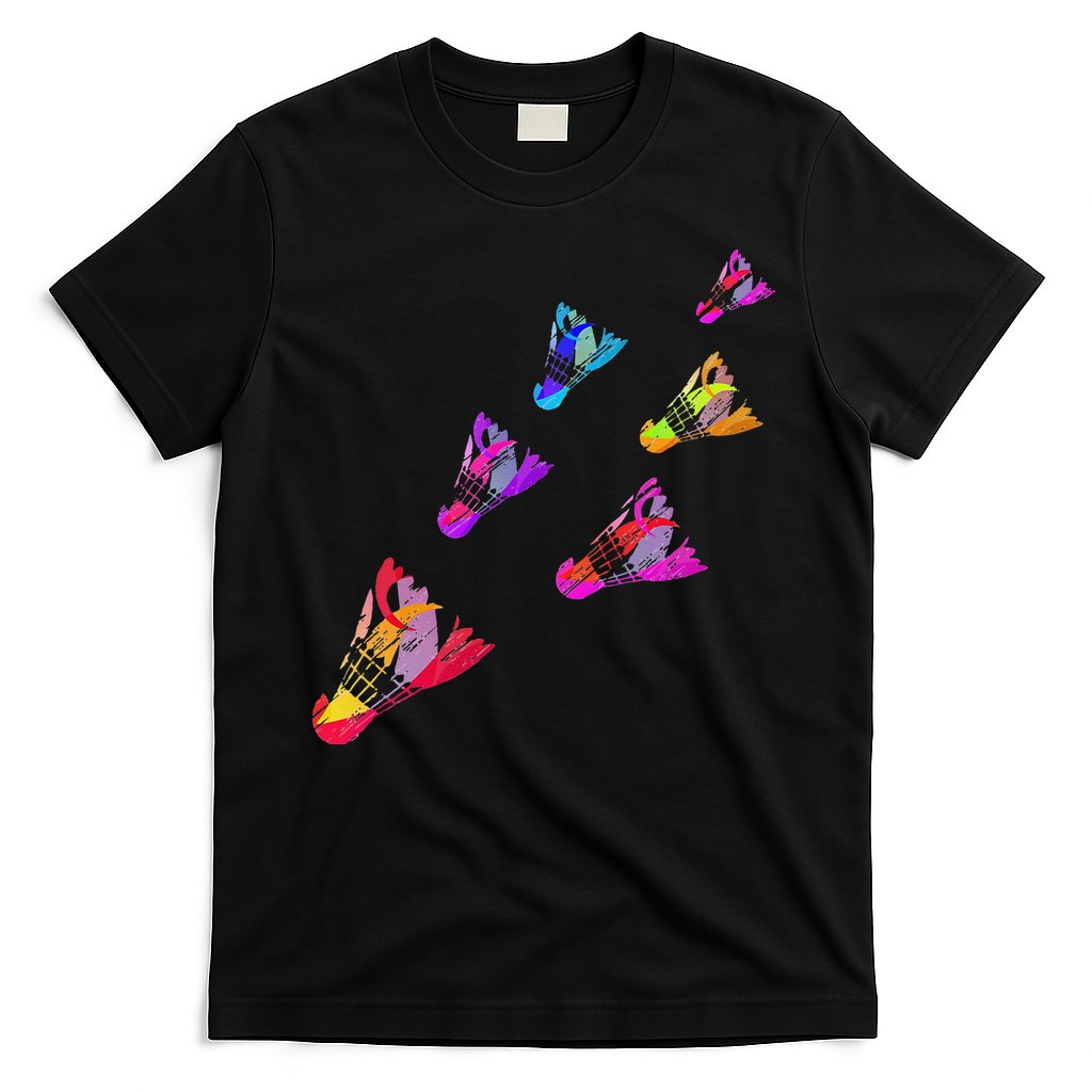Colorful Badminton Shuttlecock Art Sports T-Shirt