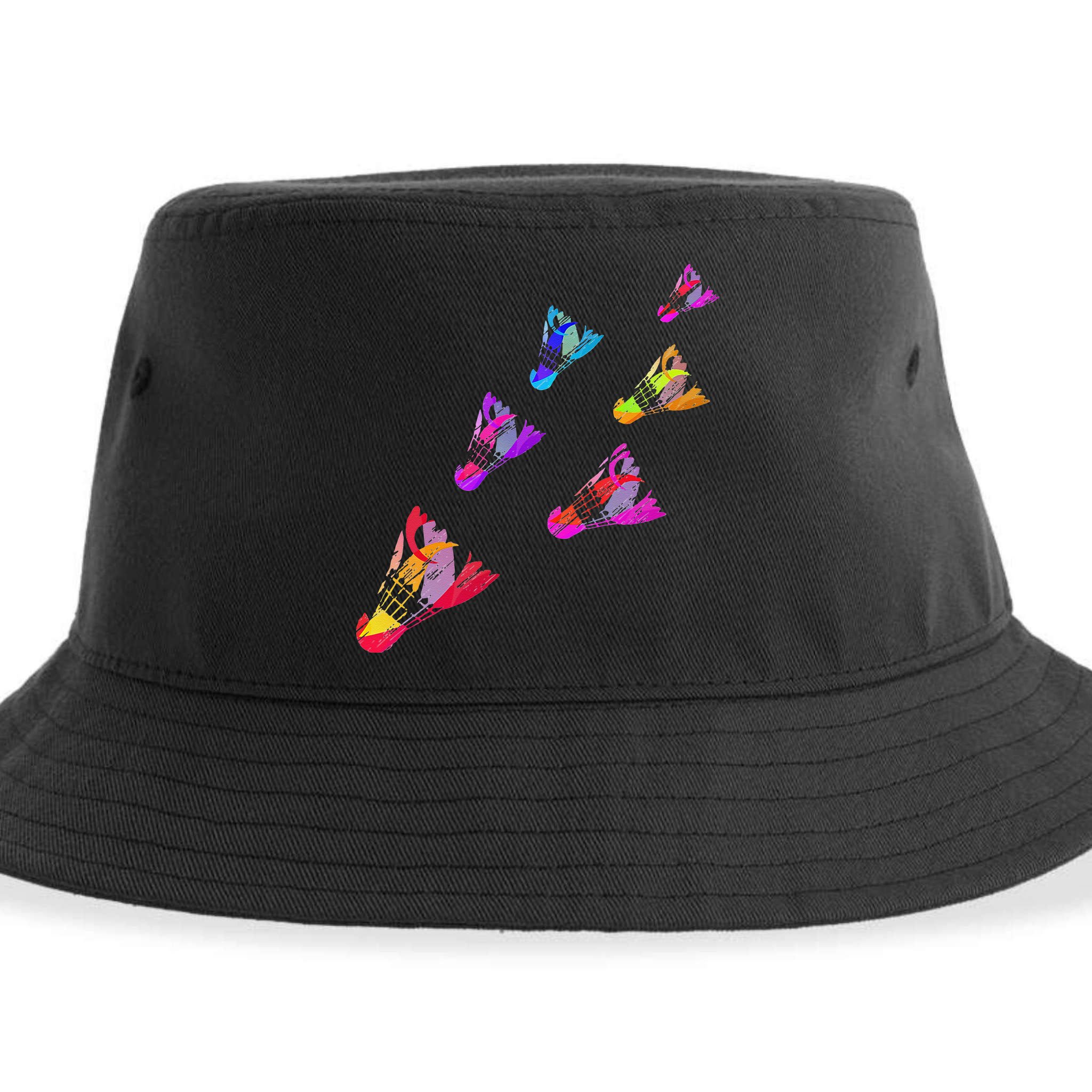 Colorful Badminton Shuttlecock Art Sports Sustainable Bucket Hat