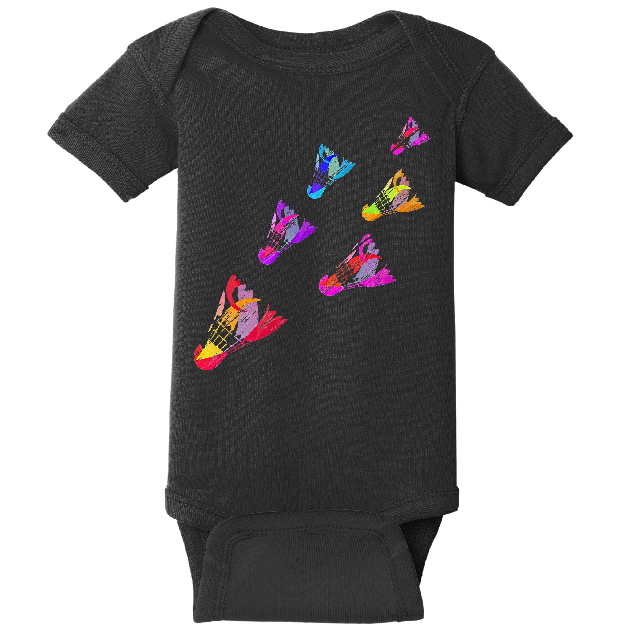 Colorful Badminton Shuttlecock Art Sports Baby Bodysuit