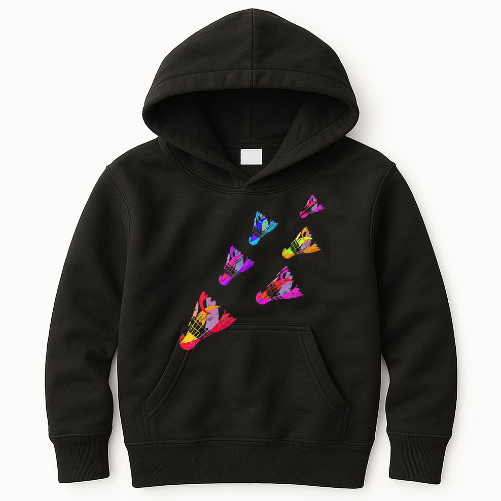 Colorful Badminton Shuttlecock Art Sports Kids Hoodie