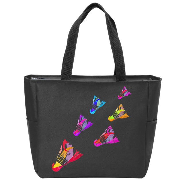 Colorful Badminton Shuttlecock Art Sports Zip Tote Bag