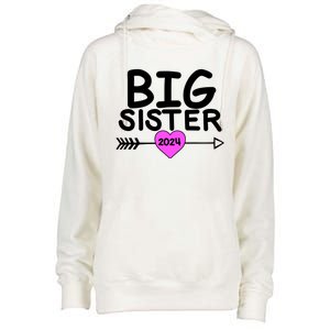 Cute Big Sister 2024 Heart Arrow Womens Funnel Neck Pullover Hood