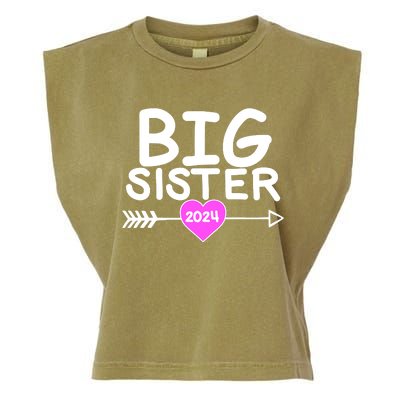 Cute Big Sister 2024 Heart Arrow Garment-Dyed Women's Muscle Tee