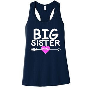 Cute Big Sister 2024 Heart Arrow Women's Racerback Tank