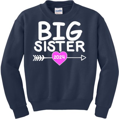 Cute Big Sister 2024 Heart Arrow Kids Sweatshirt