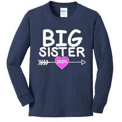 Cute Big Sister 2024 Heart Arrow Kids Long Sleeve Shirt