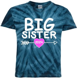 Cute Big Sister 2024 Heart Arrow Kids Tie-Dye T-Shirt