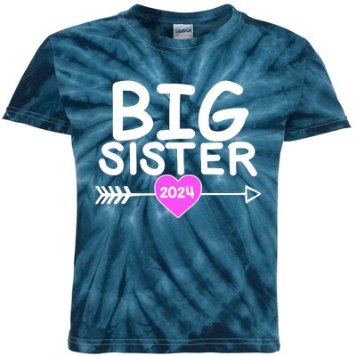 Cute Big Sister 2024 Heart Arrow Kids Tie-Dye T-Shirt