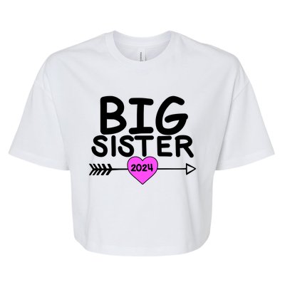 Cute Big Sister 2024 Heart Arrow Bella+Canvas Jersey Crop Tee