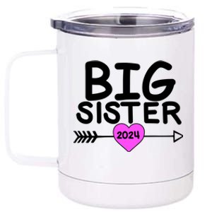 Cute Big Sister 2024 Heart Arrow 12 oz Stainless Steel Tumbler Cup