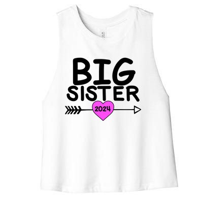 Cute Big Sister 2024 Heart Arrow Women's Racerback Cropped Tank