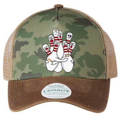 Cartoon Bowling Scared Bowling Pins Funny Sport Bowler Legacy Tie Dye Trucker Hat
