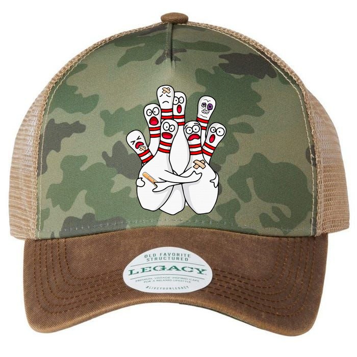 Cartoon Bowling Scared Bowling Pins Funny Sport Bowler Legacy Tie Dye Trucker Hat