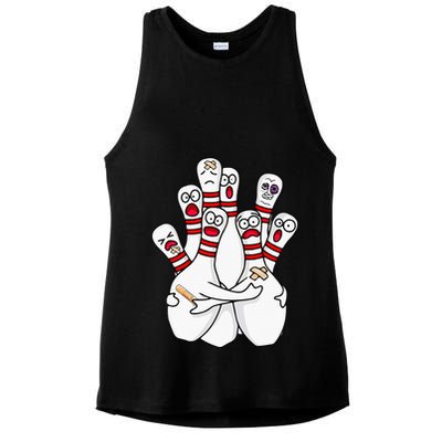 Cartoon Bowling Scared Bowling Pins Funny Sport Bowler Ladies PosiCharge Tri-Blend Wicking Tank