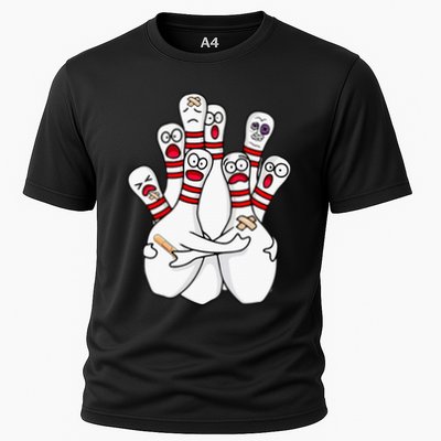 Cartoon Bowling Scared Bowling Pins Funny Sport Bowler Performance Shirt