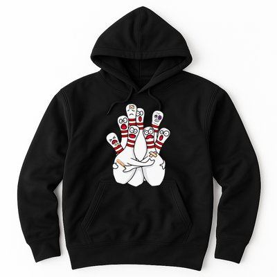 Cartoon Bowling Scared Bowling Pins Funny Sport Bowler Hoodie