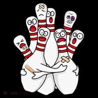 Cartoon Bowling Scared Bowling Pins Funny Sport Bowler T-Shirt