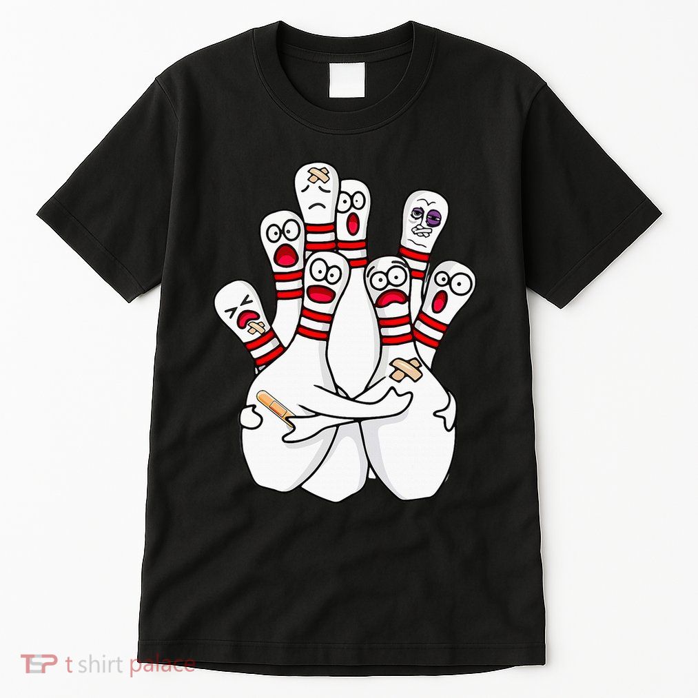Cartoon Bowling Scared Bowling Pins Funny Sport Bowler Tall T-Shirt