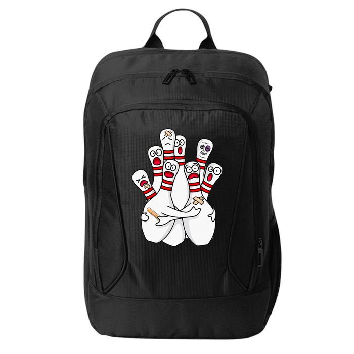 Cartoon Bowling Scared Bowling Pins Funny Sport Bowler City Backpack