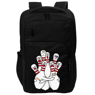 Cartoon Bowling Scared Bowling Pins Funny Sport Bowler Impact Tech Backpack