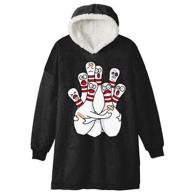 Cartoon Bowling Scared Bowling Pins Funny Sport Bowler Hooded Wearable Blanket