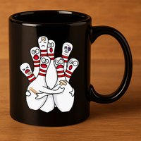 Cartoon Bowling Scared Bowling Pins Funny Sport Bowler 11oz C Handle Ceramic Mug