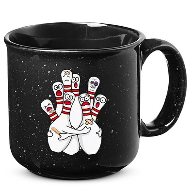 Cartoon Bowling Scared Bowling Pins Funny Sport Bowler 15oz Campfire Ceramic Mug
