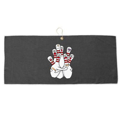 Cartoon Bowling Scared Bowling Pins Funny Sport Bowler Large Microfiber Waffle Golf Towel