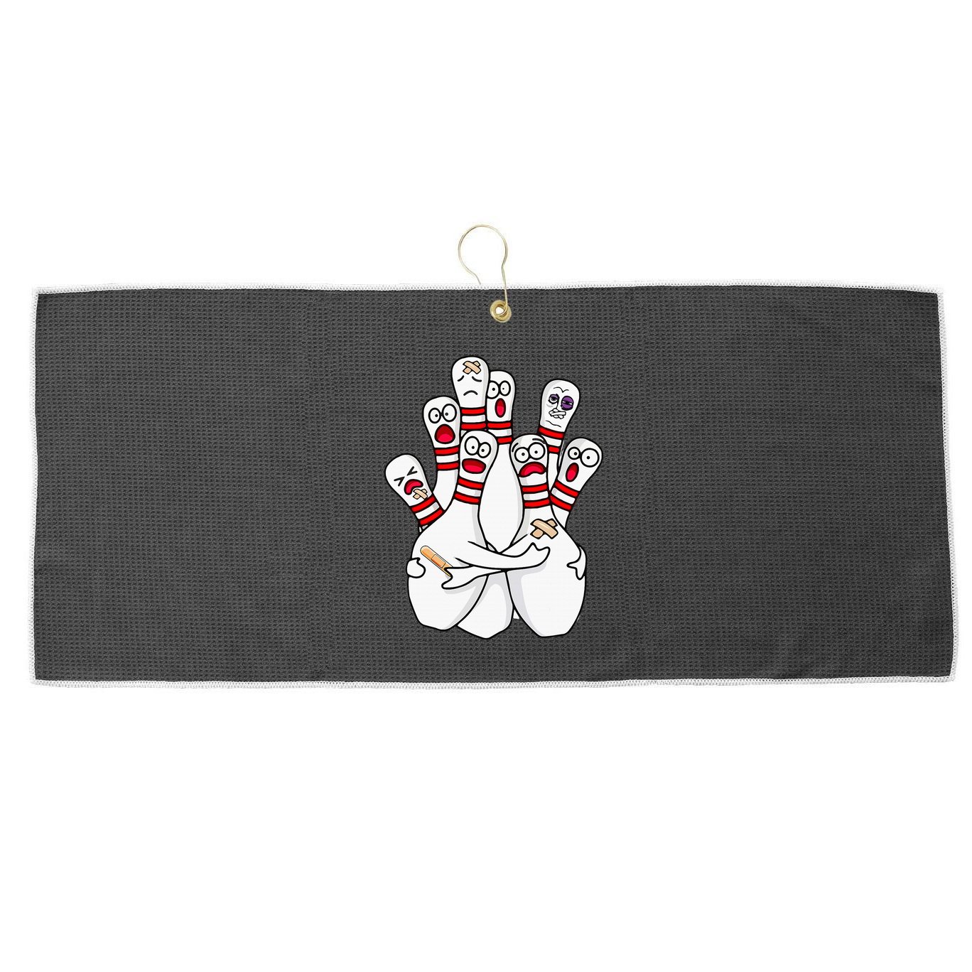 Cartoon Bowling Scared Bowling Pins Funny Sport Bowler Large Microfiber Waffle Golf Towel