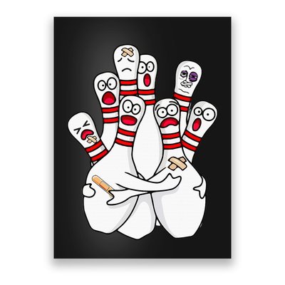 Cartoon Bowling Scared Bowling Pins Funny Sport Bowler Poster