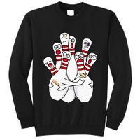 Cartoon Bowling Scared Bowling Pins Funny Sport Bowler Tall Sweatshirt