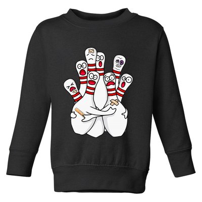 Cartoon Bowling Scared Bowling Pins Funny Sport Bowler Toddler Sweatshirt