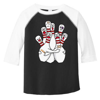 Cartoon Bowling Scared Bowling Pins Funny Sport Bowler Toddler Fine Jersey T-Shirt