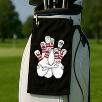 Cartoon Bowling Scared Bowling Pins Funny Sport Bowler Golf Towel