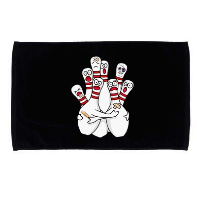 Cartoon Bowling Scared Bowling Pins Funny Sport Bowler Microfiber Hand Towel