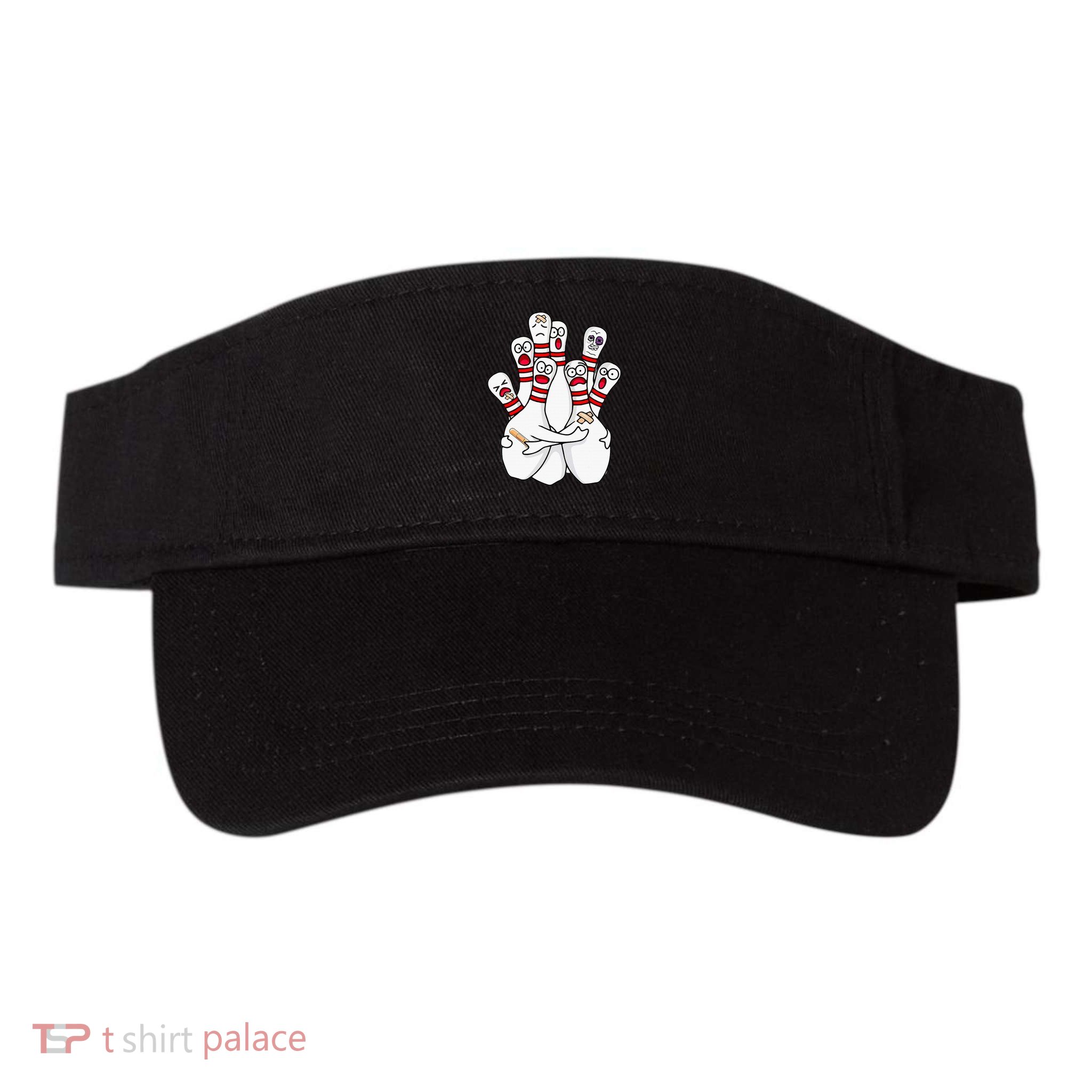 Cartoon Bowling Scared Bowling Pins Funny Sport Bowler Visor