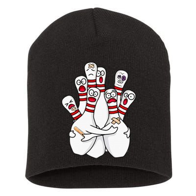 Cartoon Bowling Scared Bowling Pins Funny Sport Bowler Short Acrylic Beanie